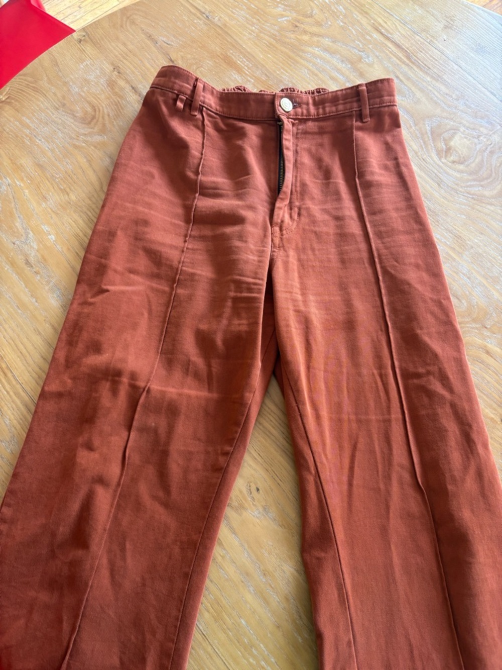 Women's High-Rise Bell Bottom Pants in Rust/Orange